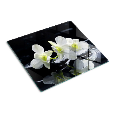 Tagliere in vetro Orchidee su sfondo nero
