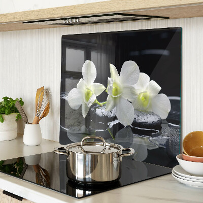 Tagliere in vetro Orchidee su sfondo nero