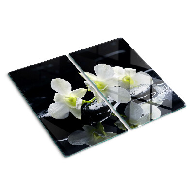 Tagliere in vetro Orchidee su sfondo nero