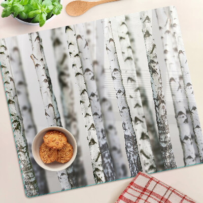 Tagliere in vetro temperato Betulle bianche nella foresta
