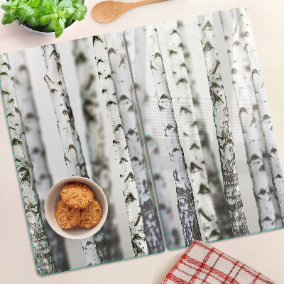 Tagliere in vetro temperato Betulle bianche nella foresta