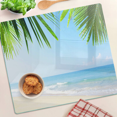 Tagliere in vetro Spiaggia tropicale con palme