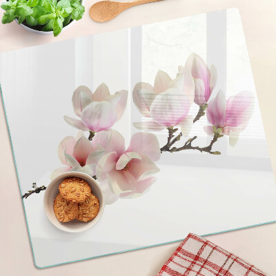 Tagliere in vetro Fiori di magnolia su un ramo
