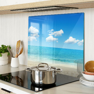 Tagliere in vetro temperato Spiaggia con cielo azzurro