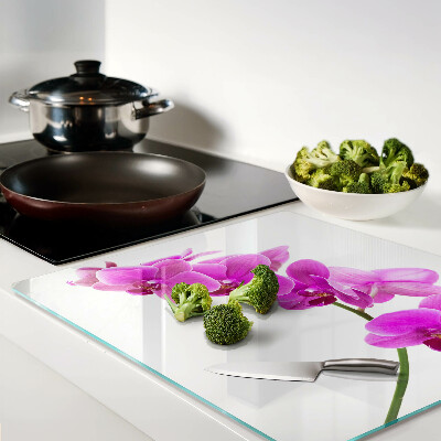 Tagliere in vetro temperato Fiori di orchidea nelle tonalità del rosa