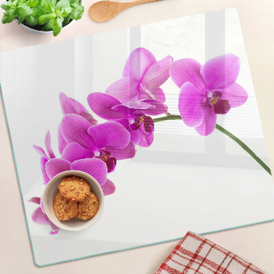 Tagliere in vetro temperato Fiori di orchidea nelle tonalità del rosa