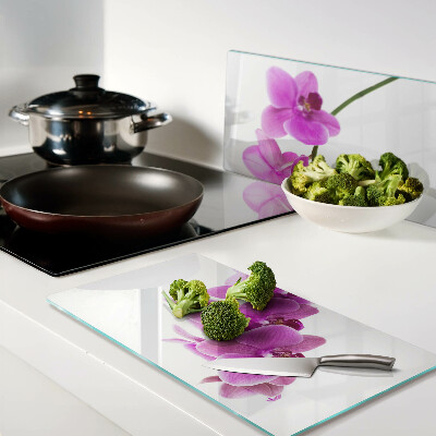 Tagliere in vetro temperato Fiori di orchidea nelle tonalità del rosa