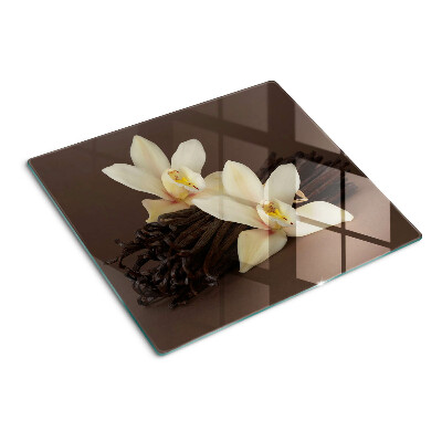 Tagliere in vetro Orchidee e baccelli di vaniglia