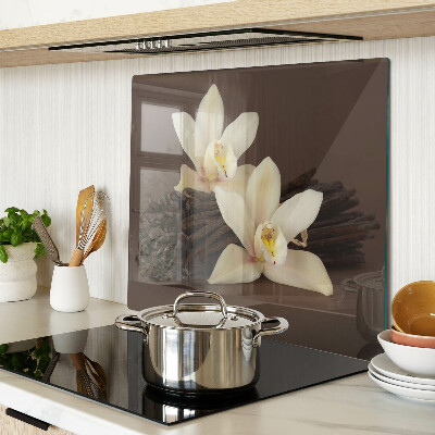 Tagliere in vetro Orchidee e baccelli di vaniglia