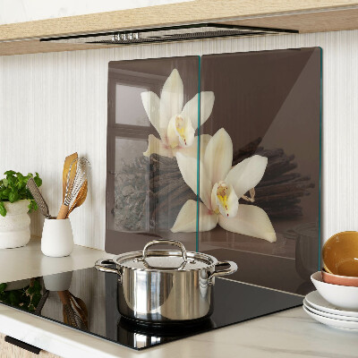 Tagliere in vetro Orchidee e baccelli di vaniglia