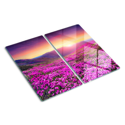 Tagliere in vetro temperato Paesaggio floreale al tramonto