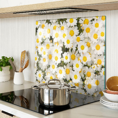 Tagliere in vetro temperato Margherite su sfondo bianco