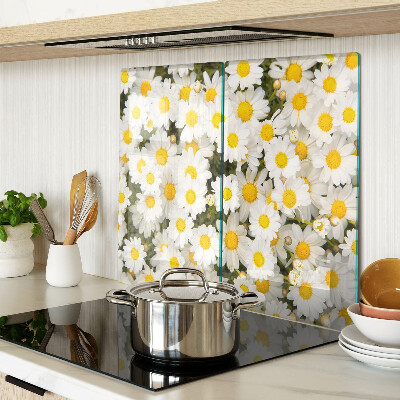 Tagliere in vetro temperato Margherite su sfondo bianco