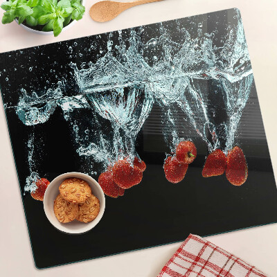 Tagliere in vetro Fragole in acqua