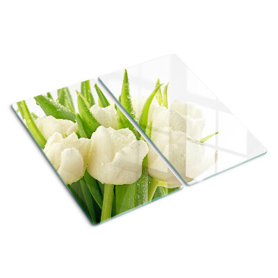 Tagliere in vetro temperato Tulipani in gocce d'acqua