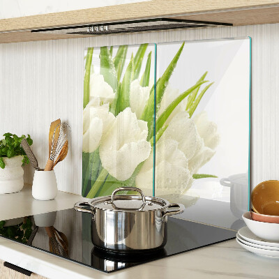 Tagliere in vetro temperato Tulipani in gocce d'acqua