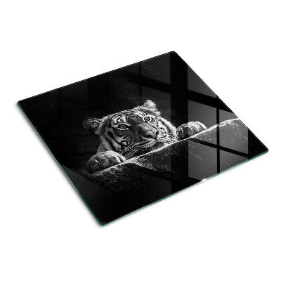 Tagliere in vetro Tigre in stile bianco e nero