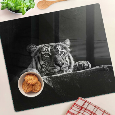 Tagliere in vetro Tigre in stile bianco e nero