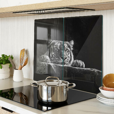 Tagliere in vetro Tigre in stile bianco e nero