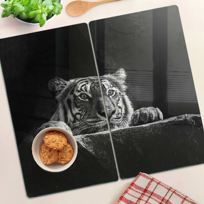 Tagliere in vetro Tigre in stile bianco e nero