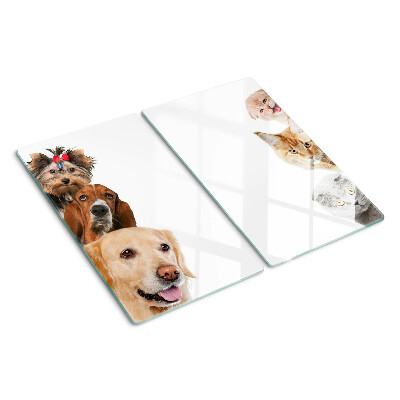Tagliere in vetro Cani e gatti in pose diverse