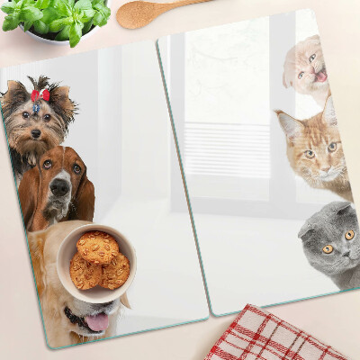 Tagliere in vetro Cani e gatti in pose diverse