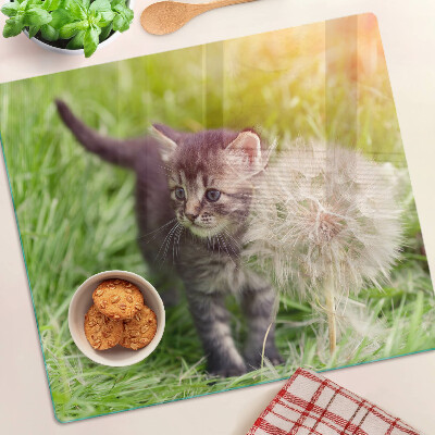 Tagliere in vetro Gatto sull'erba