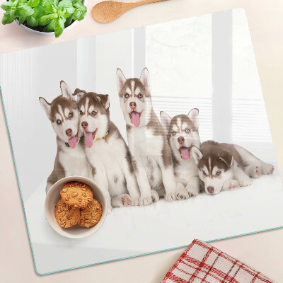 Tagliere in vetro temperato Cuccioli di husky