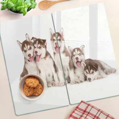 Tagliere in vetro temperato Cuccioli di husky