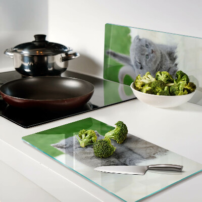 Tagliere in vetro temperato Gattini su sfondo verde