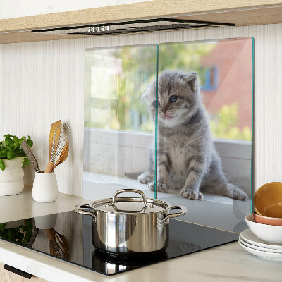 Tagliere in vetro temperato Gattino sul davanzale della finestra