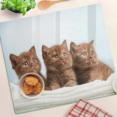 Tagliere in vetro temperato Tre gatti marroni