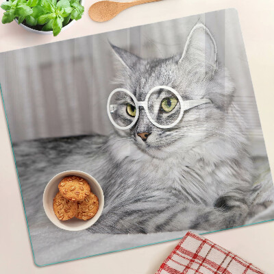 Tagliere in vetro Gatto con gli occhiali