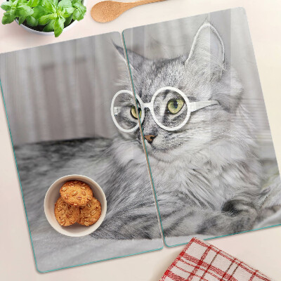 Tagliere in vetro Gatto con gli occhiali