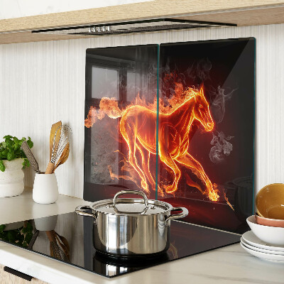 Tagliere in vetro temperato Cavallo in fiamme