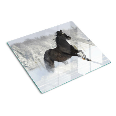 Tagliere in vetro Un cavallo in un paesaggio invernale