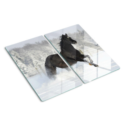 Tagliere in vetro Un cavallo in un paesaggio invernale