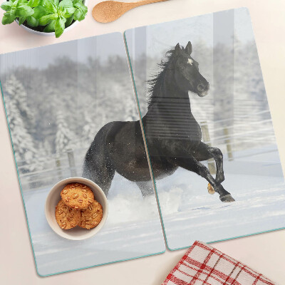 Tagliere in vetro Un cavallo in un paesaggio invernale