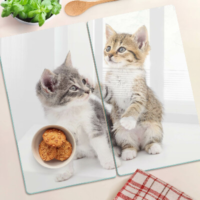 Tagliere in vetro Gatti su sfondo bianco