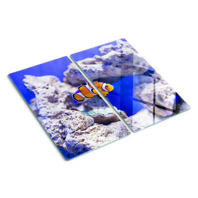 Tagliere in vetro Pesce pagliaccio tra le rocce