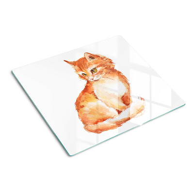 Tagliere in vetro temperato Disegno di un gattino rosso