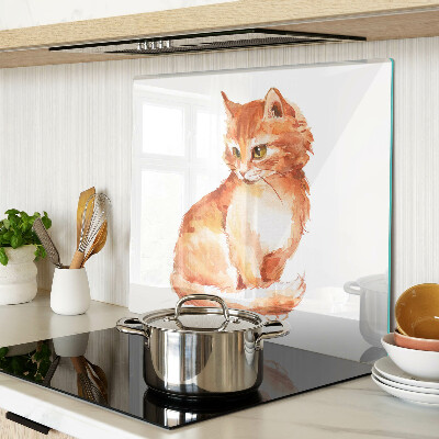 Tagliere in vetro temperato Disegno di un gattino rosso