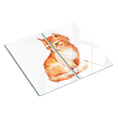 Tagliere in vetro temperato Disegno di un gattino rosso