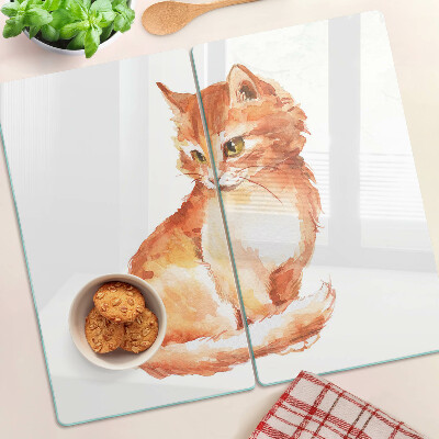 Tagliere in vetro temperato Disegno di un gattino rosso