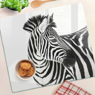 Tagliere in vetro temperato Zebra a strisce bianche e nere