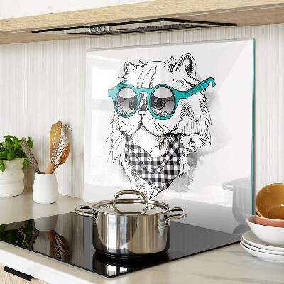 Tagliere in vetro Disegno di un gatto con occhiali da sole