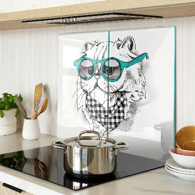 Tagliere in vetro Disegno di un gatto con occhiali da sole