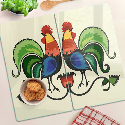 Tagliere in vetro Galli in stile folk