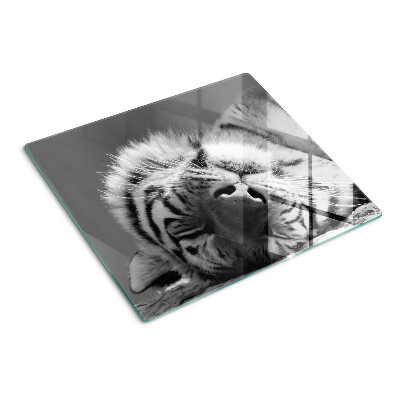 Tagliere in vetro Tigre in bianco e nero