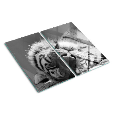Tagliere in vetro Tigre in bianco e nero